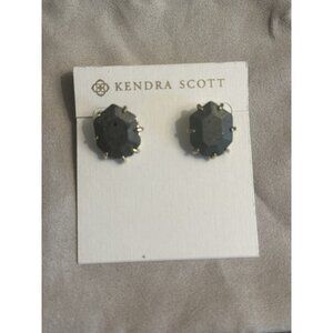 Kendra Scott Pyrite Morgan Stud Earrings Gold Retired Style Heptagon